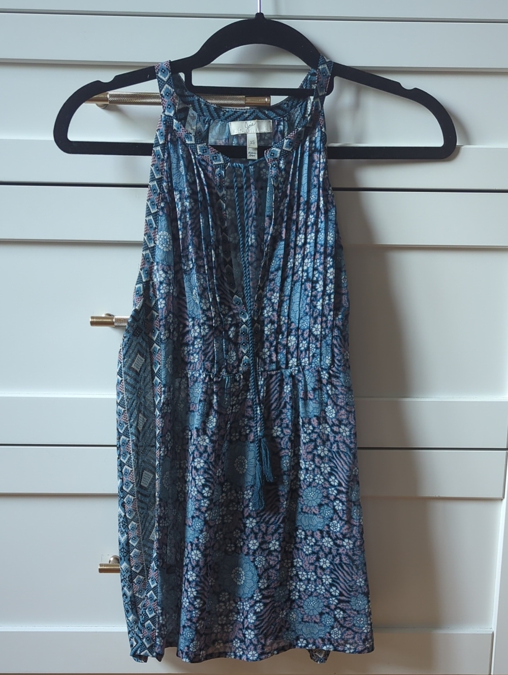 Joie Blue Floral Racer back Tank Top XS